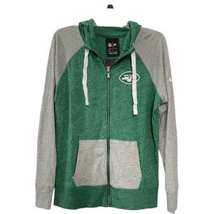 Nike New York Jets Heathered Green/Gray Gym Vintage Full-Zip Hoodie Sz L NWT